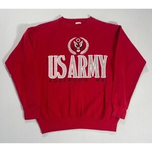 VTG Jostens US Army Edgewood MD Sweatshirt Mens M Red Fleece USA 90s Graphic